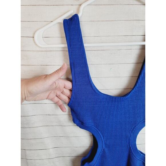 ZARA RIBBED CUT OUT MINI DRESS IN ROYAL BLUE, SZ SMALL - Picture 7 of 15